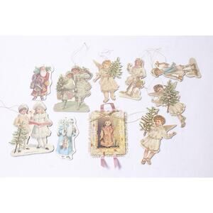 1980s Merrimack Die Cut Victorian Christmas Ornaments Vintage ~ 260304-WH 1024